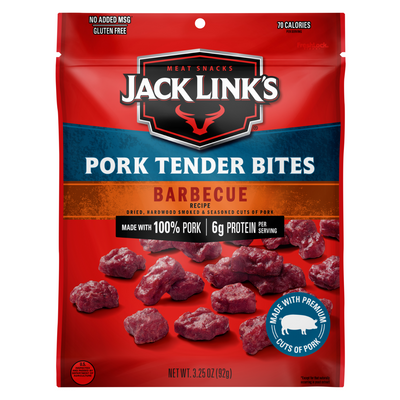 Jack Link's Pork Tender Bites, BBQ, 3.25 oz Bag - Tender & Flavorful