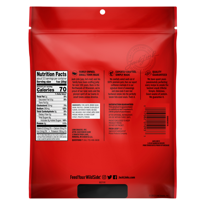 J Link Bites Pork Tend Bbq 3.25 Bag Single Bag