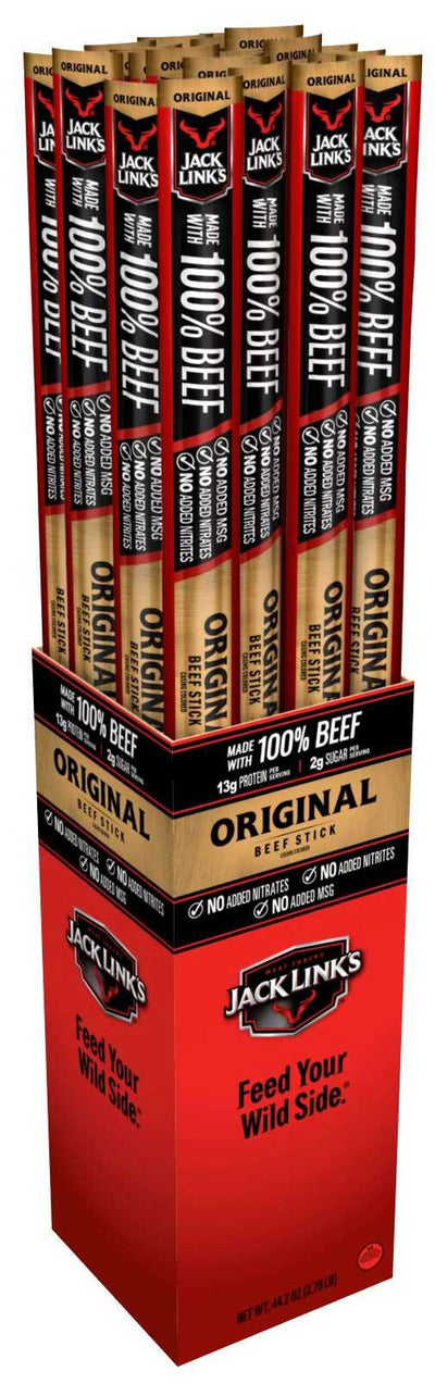 Jack Link's Original Beef Sticks, 1.84 oz, Protein-Rich Snack, 24 Count Box