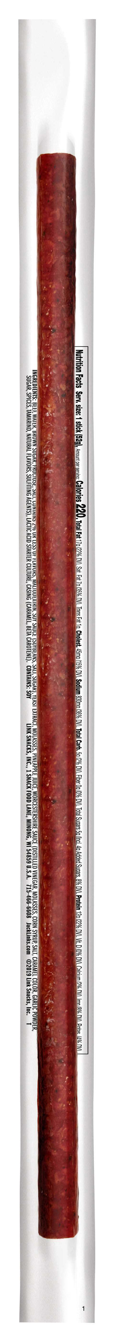 Jack Link's Beef Meat Sticks Variety Pack, Original, Teriyaki, Peppered, 1.84 oz, 24 Count Box