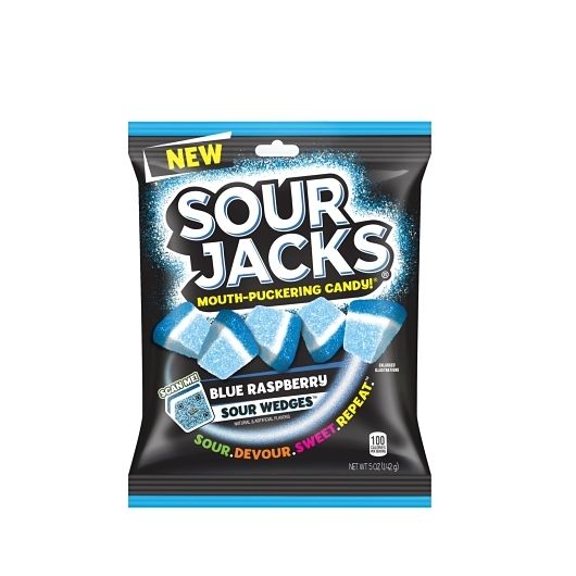 Sour Jacks Blue Raspberry Wedges Sour Chewy Candy 5 Ounce 12-Pack Wholesale