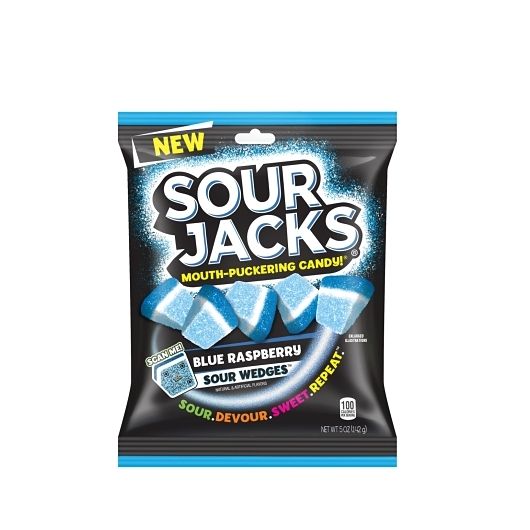 Sour Jacks Wedges Blue Raspberry Peg 5 oz (Pack of 12)