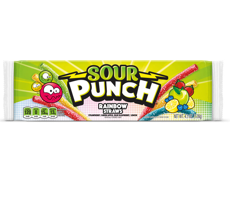 Sour Punch Rainbow Straws, 2 oz Trays, 24 Count Box
