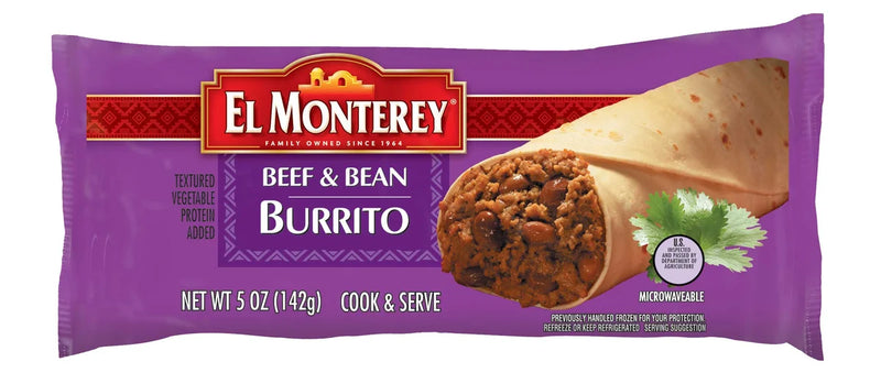 El Monterey Beef and Bean Burritos - 24 Burritos