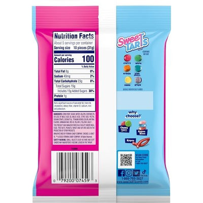 SweeTARTS Gummies Splitz Peg Bag, Sweet & Sour Candy (Pack of 12)