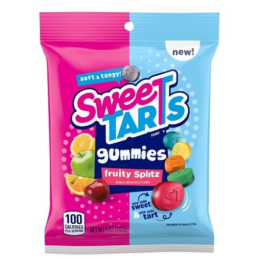 SweeTARTS Gummies Splitz Peg Bag, Sweet & Sour Candy (Pack of 12)