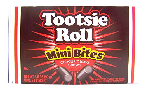 Tootsie Roll Mini Bites Candy Coated Chews Movie Theater Box, 3.5 oz