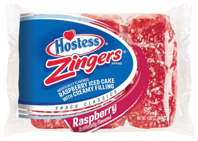 Hostess Raspberry Zingers, Cream-Filled Snack Cakes, 3 Cakes per Pack, (Pack of 6)