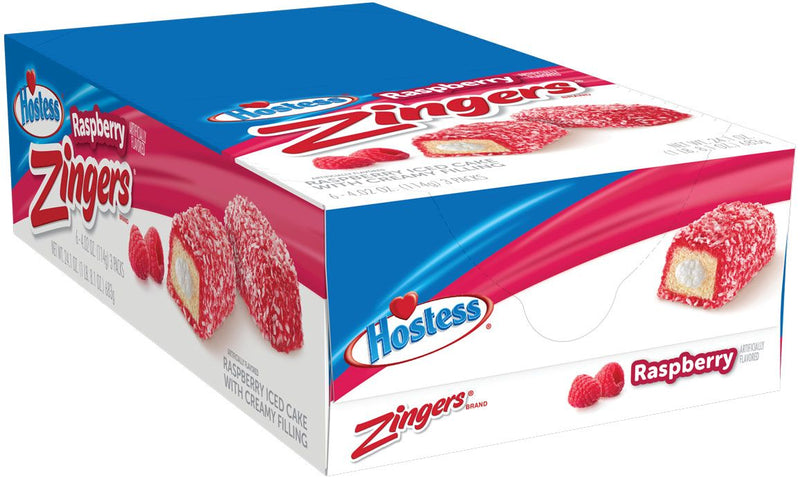 Hostess Raspberry Zingers, Cream-Filled Snack Cakes, 3 Cakes per Pack, (Pack of 6)