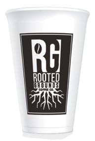 Rooted Grounds 12 oz Foam Hot Beverage Cups 1000-Count Wholesale Case