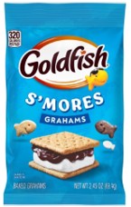 Goldfish S'mores Snack Crackers 2.45 oz bag with fish-shaped graham crackers in s'mores flavor