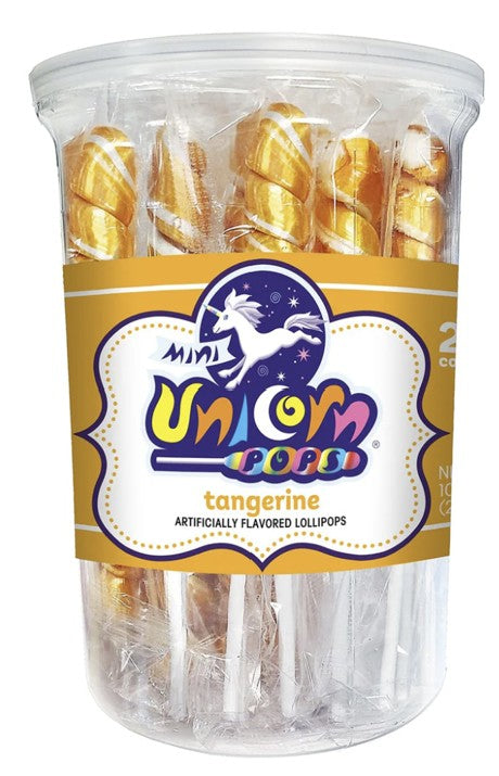 Mini Unicorn Colors Tangerine Candy 10 oz tub with colorful unicorn-themed packaging and bright citrus candy pieces