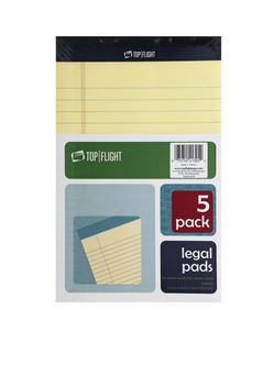Legal Pad 5x8 inch ruled writing pad 5-count pack front packaging