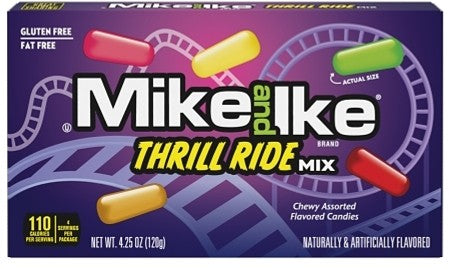 Mike and Ike Thrill Ride Theater Box 4.25 oz fruit flavored chewy candy