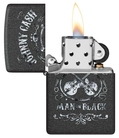 Zippo Johnny Cash Black Crackle Pocket Lighter