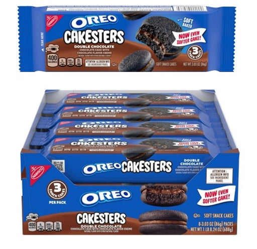 Oreo Cakester Chocolate with Chocolate Creme soft-baked snack cakes, 3.03 oz box of 8