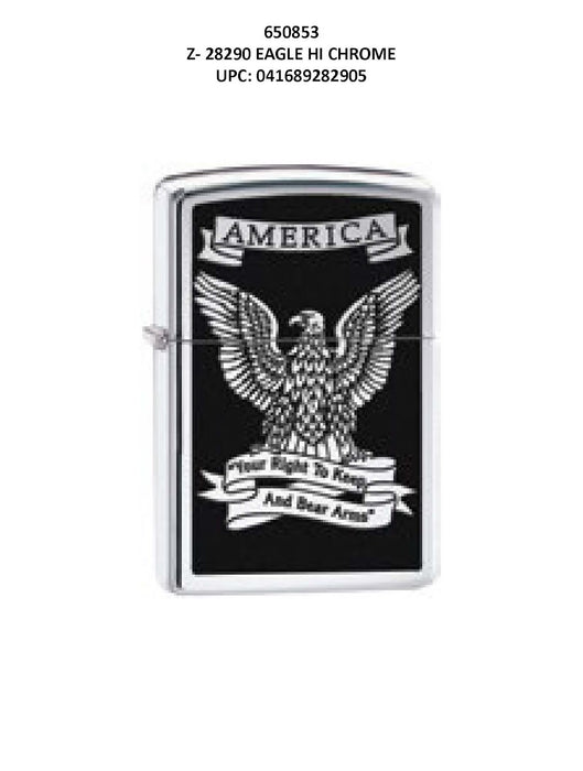 Zippo Eagle Hi Chrome Lighter single unit front packaging