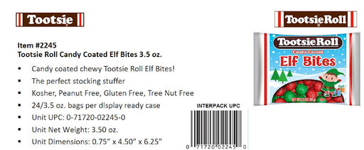 Tootsie Roll Elf Bites 3.5 oz bag of chewy chocolate bite-sized holiday candy