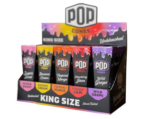 Pop Cones Unbleached King Size Rolling Paper Variety Packs 75-Count Wholesale