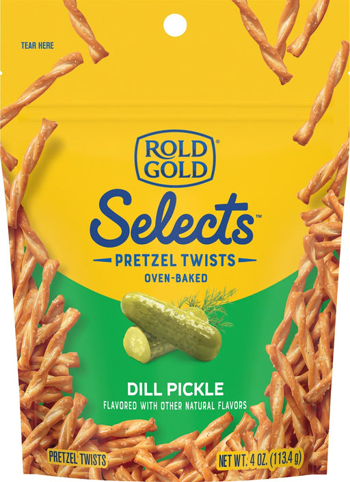 Rold Gold Selects Dill Pickle Pretzels 4 oz bag front packaging wholesale display