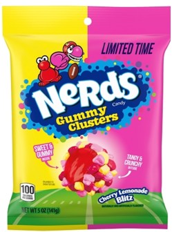 Nerds Gummy Clusters Cherry Lemonade 5 oz peg bag with crunchy NERDS candy and fruity gummy centers