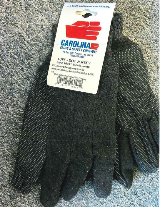 West Chester brown jersey work gloves with PVC micro-dotted palm and knit wrist cuff, large size