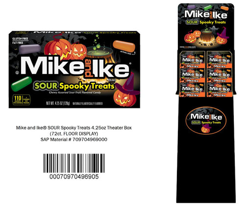 Mike and Ike Sour Spooky Treats Halloween candy, chewy sour fruit chews in festive seasonal packaging
