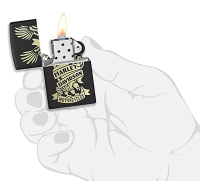 Zippo Harley-Davidson Eagle Black Matte Lighter - Bold American Emblem