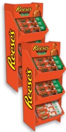 Reese's Assorted King Size 2-in-1 Candy Bars display shipper with 60 individually wrapped chocolate peanut butter bars