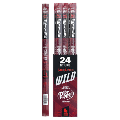 Jack Link's Wild Snack Sticks - Dr. Pepper Inspired Flavors - Individually Wrapped Sticks with 11g of Protein, Inspired by the Flavors of Dr. Pepper - 2.2 Oz. (24 Count)