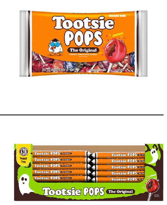 Tootsie Pops Assorted Flavors Lollipops 10.125 oz bag with colorful hard candy pops and Tootsie Roll centers