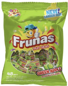 Albert Frunas Green Apple Candy 27.08 oz bag with 48 individually wrapped tart green apple flavored pieces