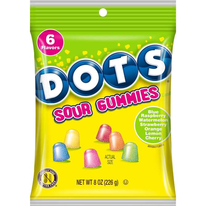 Dots Sour Gummies Peg Bag 8 oz