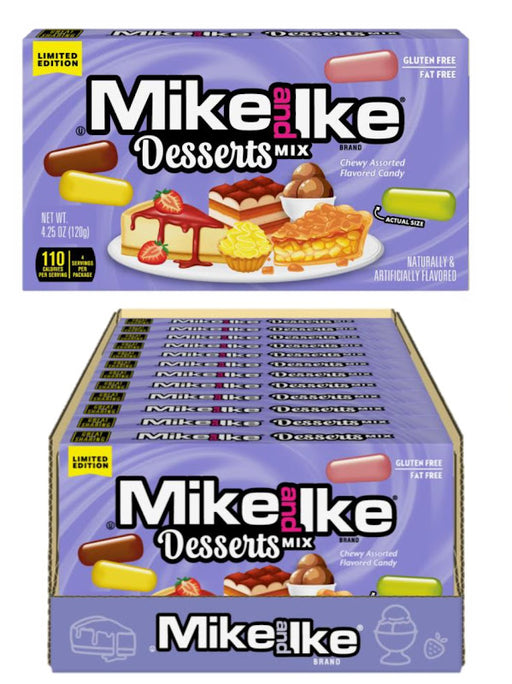 Mike and Ike Desserts Mix Theater Box 4.25 oz soft chewy dessert-flavored fruit candy