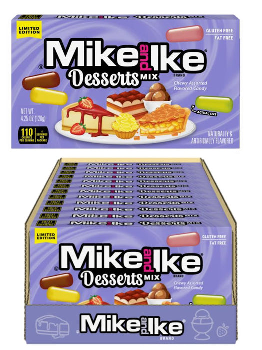 Mike and Ike Desserts Mix Theater Box 4.25 oz soft chewy dessert-flavored fruit candy
