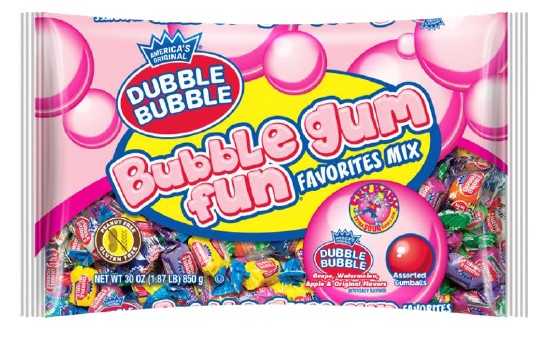 Charms Bubble Gum 3 oz laydown bag filled with colorful individually wrapped bubble gum pieces
