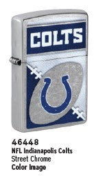 Zippo Indianapolis Colts NFL Chrome Lighter with official team branding and polished chrome finish