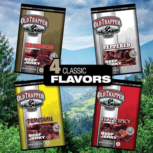 Old Trapper Old-Fashioned Beef Jerky, 1.8-Ounce Individual Packages, Great Size for Quick Snacking, 11 Grams of Protein and Zero Grams of Fat Per Serving (Pack of Six)