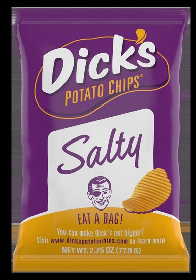 Dick's Chips Salty Potato Chips 2.75 oz bag — crispy golden potato chips with classic salt seasoning