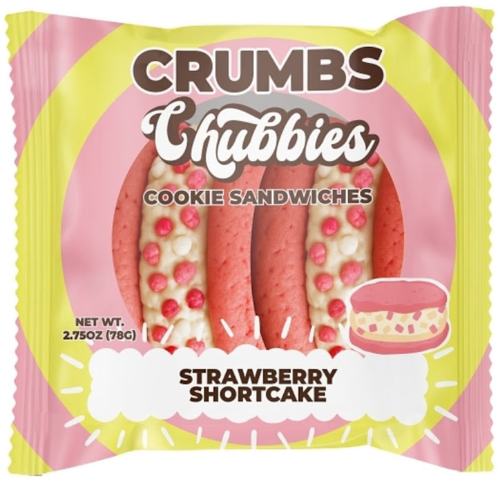 Chubbies Strawberry Shortcake Cookie Sandwich with strawberry crème filling between two soft cookies, 12ct