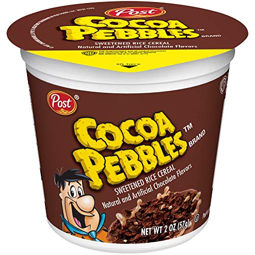 Post Cocoa PEBBLES Breakfast Cereal, Portable Individual Cereal Cups To Go, Gluten Free Cereal, 2.0-Ounce (Pack of 12)