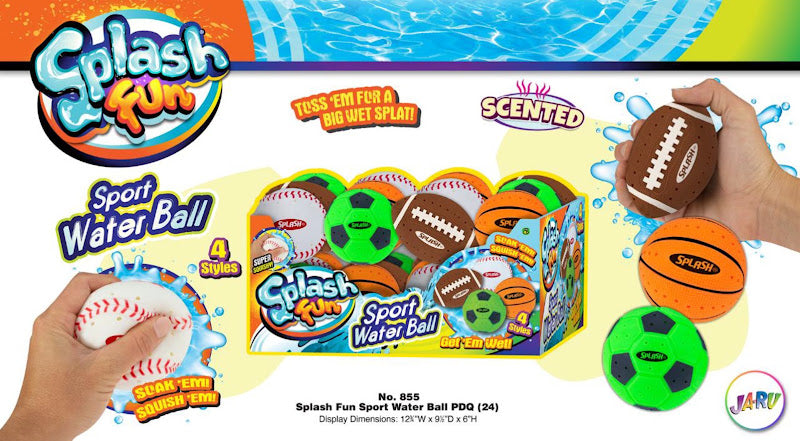 Ja-Ru Splash Fun Sport Water Ball, colorful water-friendly sport ball for pool and outdoor summer play