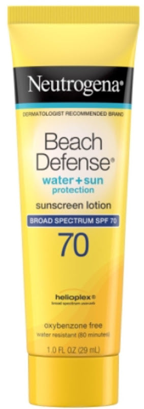 Neutrogena Beach Defense Body Sunscreen Lotion SPF 70, 1 oz bottle with Helioplex Technology