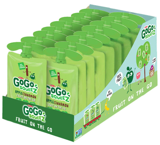 GoGo squeeZ Apple Cinnamon Applesauce On the Go squeezable pouches, 3.2 oz, 18 count