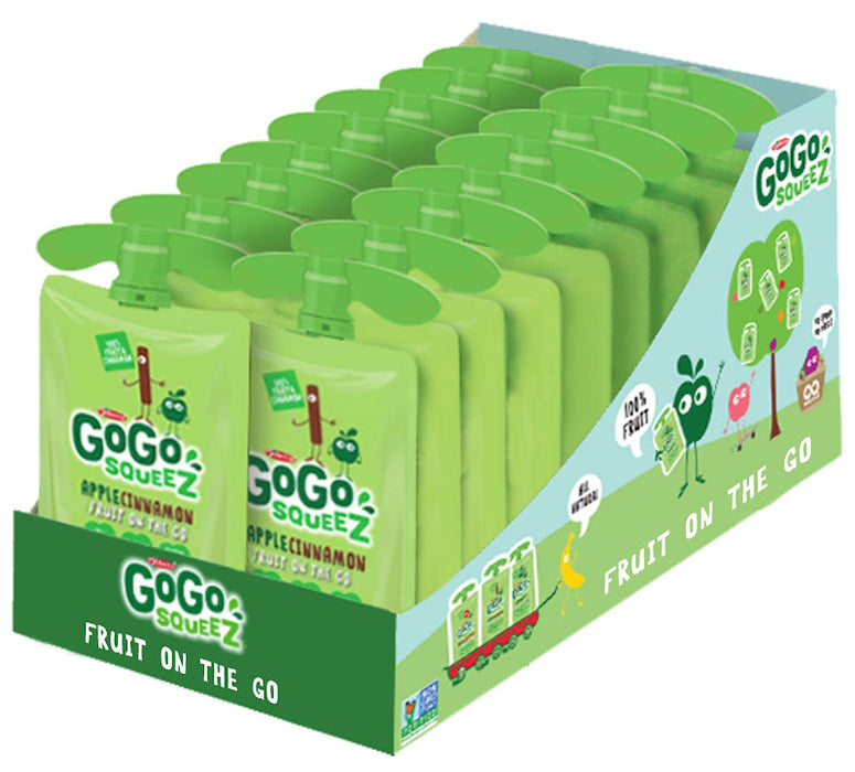 GoGo squeeZ Apple Cinnamon Applesauce On the Go squeezable pouches, 3.2 oz, 18 count