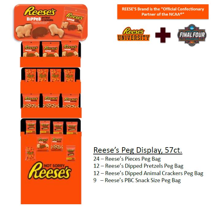 Reese's Display Shipper Peg Bags Floor 95377 oz 57ct