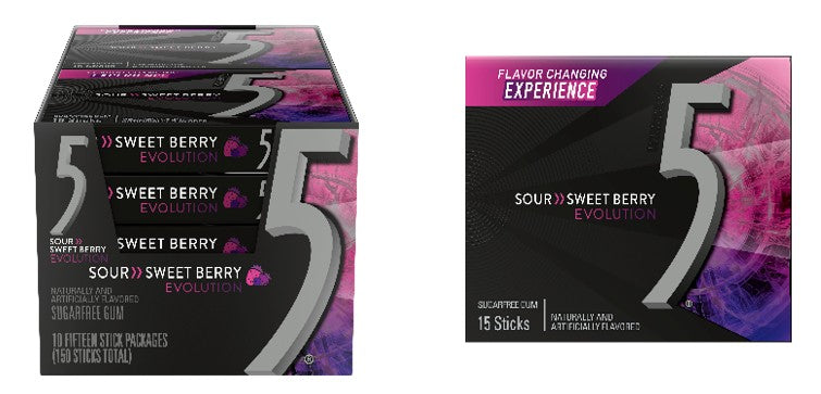 5 Gum Wrig Sour Strawberry 15 Stick Boxes 10ct