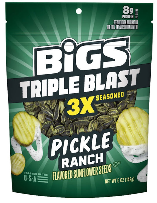 BIGS Triple Blast Pickle Ranch Flavored Sunflower Seeds, 5 oz bag