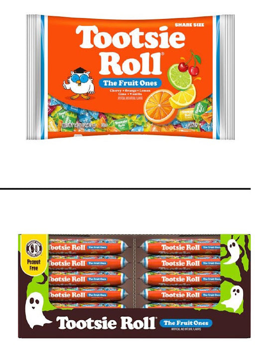 Tootsie Fruit Chews 15 oz lay-down bag with assorted fruit-flavored individually wrapped chewy candies, 25% more