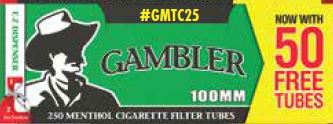 Gambler Menthol Tubes 50free 100mm 40ct